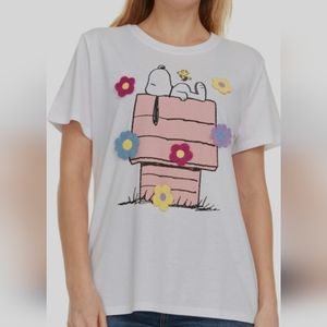 Snoopy with embroidered flowers TShirt